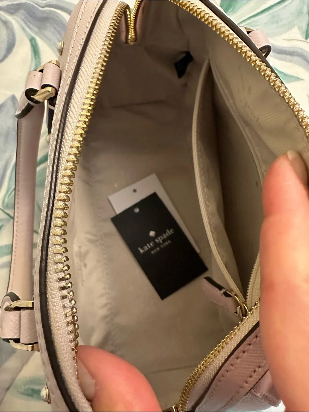 kate spade Pearl-Embellished Blush Satchel